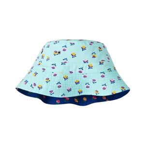 Hanna Andersson Reversible Floral Print Bucket Hat Size Small Blue